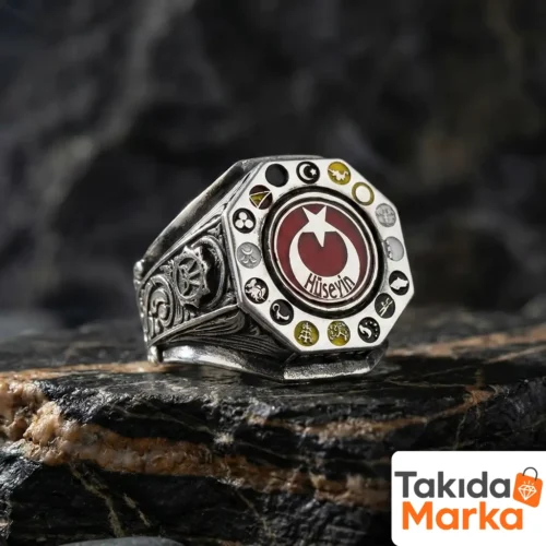 Kişiye Özel 16 Türk Devletli Gümüş Erkek Yüzük