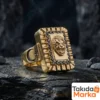Aslan Figürlü Gold Kaplama Gümüş Yüzük