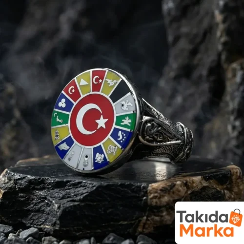 1-214.webp 16 Türk Devleti Bayraklı Gümüş Yüzük