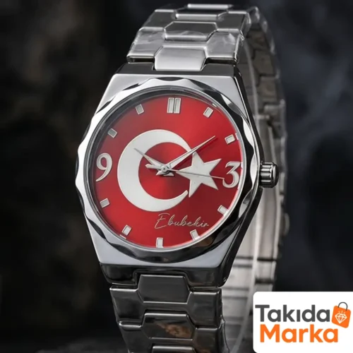 Fosforlu Ay Yıldızlı Gümüş Kadranlı Kol Saati