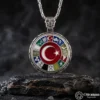 16 Türk Devleti Mineli Gümüş Kolye