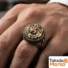Aslan Figürlü Gold Kaplama Gümüş Yüzük