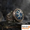 2-100.webp Nun Kafesli Lacivert Taşlı Gümüş Erkek Yüzük