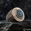 2-109.webp Dokulu Blue Topaz Taşlı Gümüş Erkek Yüzük