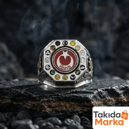 Kişiye Özel 16 Türk Devletli Gümüş Erkek Yüzük