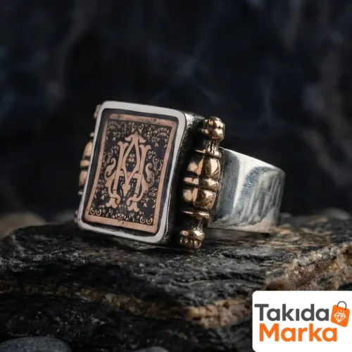 Harf Tasarımlı Gümüş Erkek Yüzük