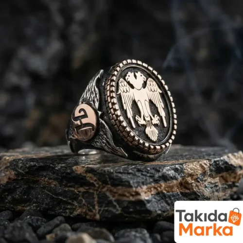 Selçuklu Kartalı Harfli Gümüş Yüzük
