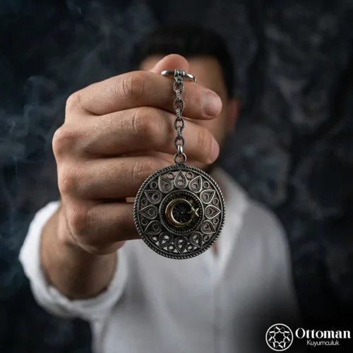 Ay Yıldızlı Telkari Gümüş Anahtarlık