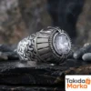 Özel Tasarım Beyaz Zirkon Taşlı Gümüş Erkek Yüzük