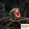 Ay Yıldız Gümüş Yüzük ve Rozet Set