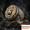 Aslan Figürlü Gold Kaplama Gümüş Yüzük