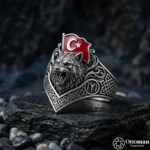 2-86-2.webp Mineli Türk Bayraklı Bozkurt ve Kayı Gümüş Yüzük