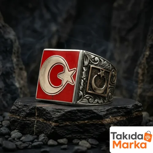 Ay Yıldızlı Gümüş Yüzük