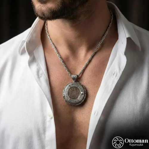 İsimli Dualı Kapaklı Gümüş Madalyon Kolye