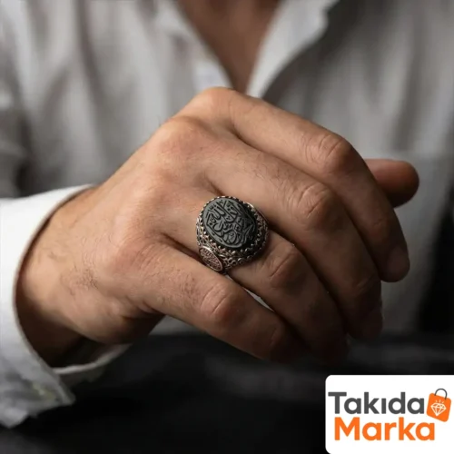 Akik Taşlı Gümüş Erkek Yüzük