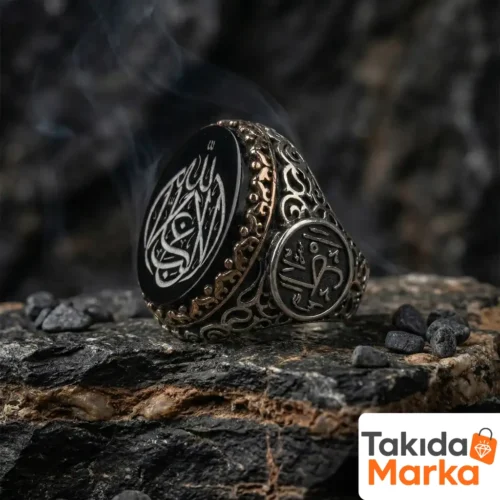 3-34.webp La İlahe İllallah Yazılı Özel İşçilik Gümüş Erkek Yüzük