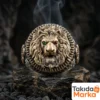 Aslan Figürlü Gold Kaplama Gümüş Yüzük