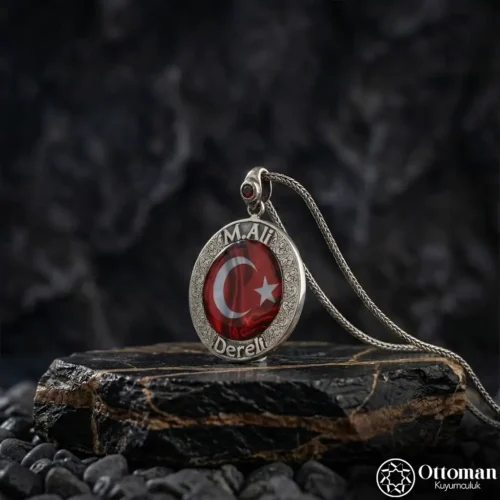 Ay Yıldız Gümüş Erkek Madalyon Kolye