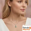 Yeşil Taşlı Damla Modeli Kadın Gümüş Kolye