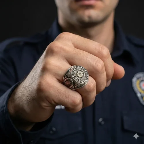 Polis Armalı Gümüş Erkek Yüzük