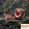 Ay Yıldız Gümüş Yüzük ve Rozet Set
