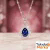 Lacivert Taşlı Damla Modeli Kadın Gümüş Kolye