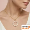 Çeyrek Altın Çerçeveli Kadın Gümüş Kolye