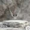 Kar Tanesi ve Melek Kanadı Kadın Gümüş Kolye