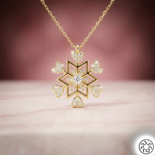 Gemini_Generated_Image_lh2ldplh2ldplh2l.webp Gold Kar Tanesi ve Kalp Kadın Gümüş Kolye