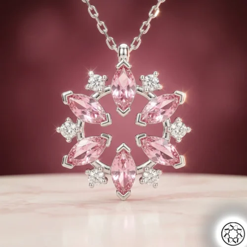 Gemini_Generated_Image_n30wxdn30wxdn30w.webp Pembe Çiçek Kadın Gümüş Kolye