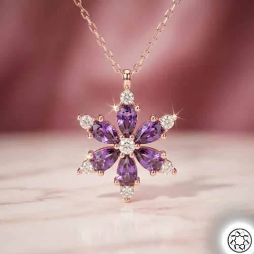 Gemini_Generated_Image_tstdz9tstdz9tstd.webp Mor Lotus Çiçeği Rose Gümüş Kolye