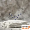 Lacivert Geyik Boynuzu Kadın Gümüş Kolye