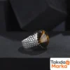 Kaplan Gözü Taşlı Gümüş Yüzük