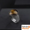 Kaplan Gözü Taşlı Gümüş Yüzük
