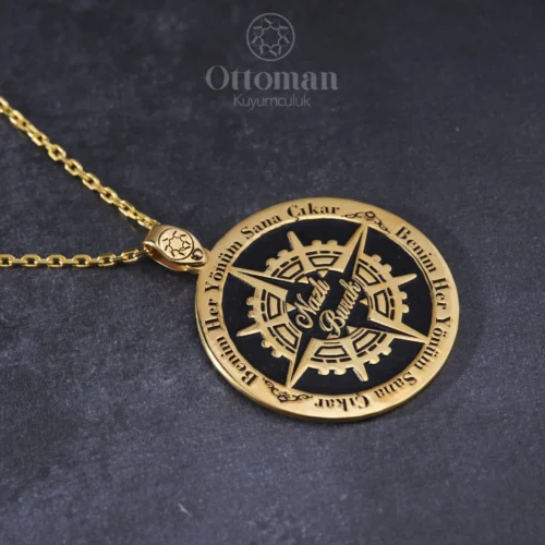 Gold Pusula Model Gümüş Kadın Kolye