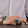 Kehribar Taşlı Üçlü Örme Gümüş Kadın Set