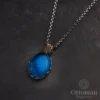 Kehribar Taşlı Üçlü Örme Gümüş Kadın Set