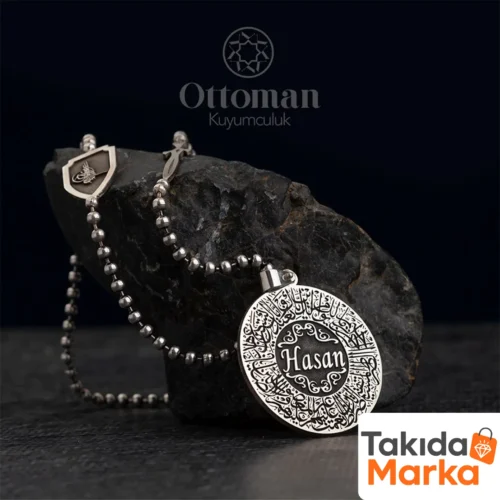Kişiye Özel İsimli Madalyon Gümüş Erkek Kolye
