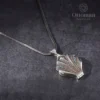 Midye Taşlı Kapaklı Gri Gümüş Kadın Kolye