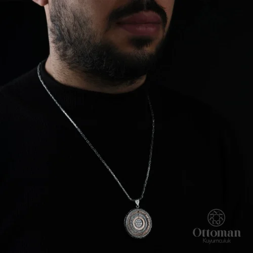 Çift Taraflı Dualı Gümüş Madalyon Kolye