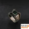 Yeşil Zirkon Gümüş Erkek Yüzük