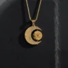 Gold Kaplama Ay ve Güneş Gümüş Kolye