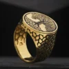 1 Hayat Ağacı Gold Kaplama Gümüş Yüzük