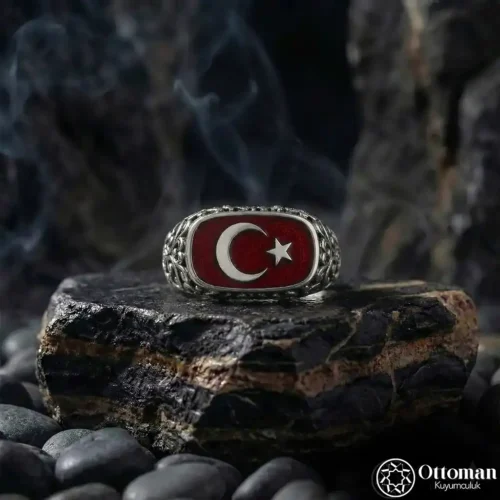 Ay Yıldızlı Gümüş Yüzük