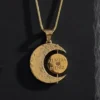 Gold Kaplama Ay ve Güneş Gümüş Kolye
