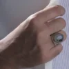 Desenli Akik Taşlı Gümüş Yüzük