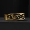 Gold Kaplama Desenli Gümüş Yüzük