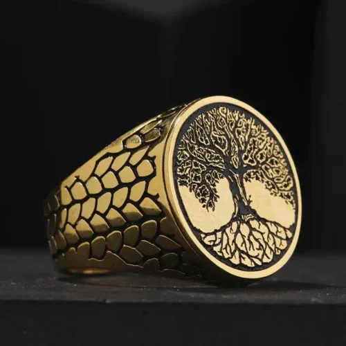 2 Hayat Ağacı Gold Kaplama Gümüş Yüzük