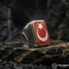Ay Yıldız Gümüş Yüzük ve Rozet Set