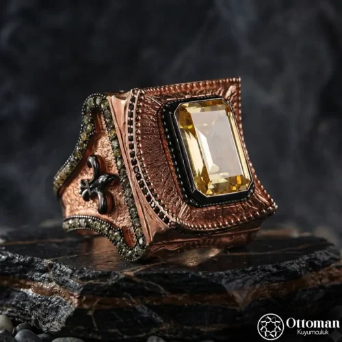 Rose Kaplama Şah Model Gümüş Erkek Yüzük